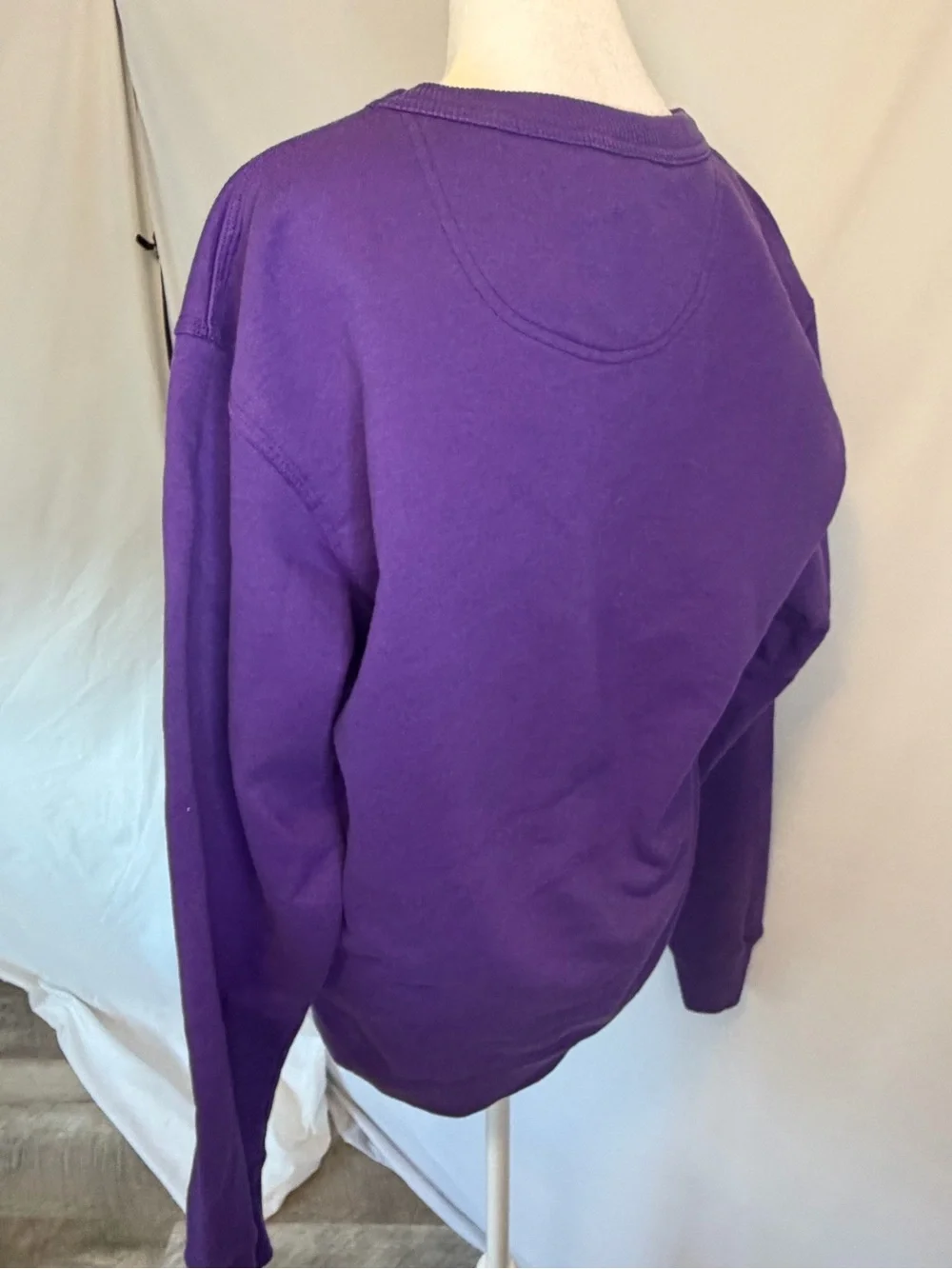 Champion Purple Crewneck Sweatshirt with Stitched Chest Logo, Sleeve Patch